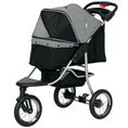 Load image into Gallery viewer, Luxury Pet Stroller Lightweight Dog Cat Travel Carriage with 3-Rubber Wheels, One-click Folding Design, Adjustable Canopy, Zippered Mesh Window Door, Grey
