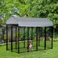 Load image into Gallery viewer, 8' x 4' x 6' Large Outdoor Dog Kennel Run Steel Fence with UV-Resistant Oxford Cloth Roof & Secure Lock
