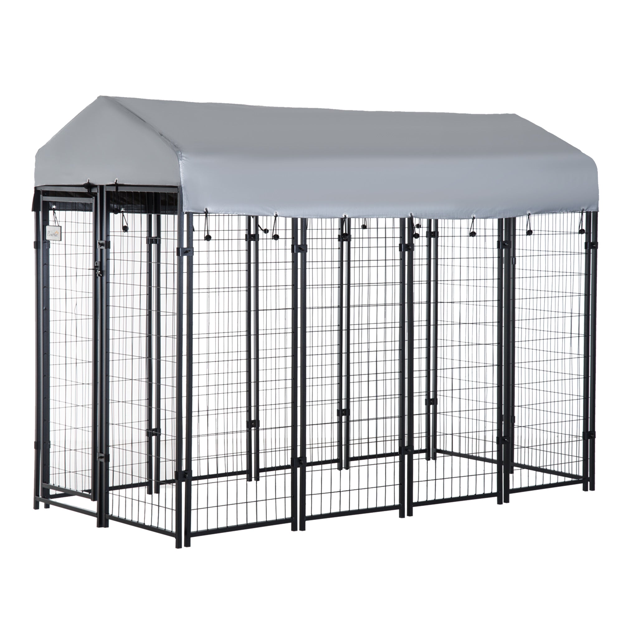 8' x 4' x 6' Large Outdoor Dog Kennel Run Steel Fence with UV-Resistant Oxford Cloth Roof & Secure Lock
