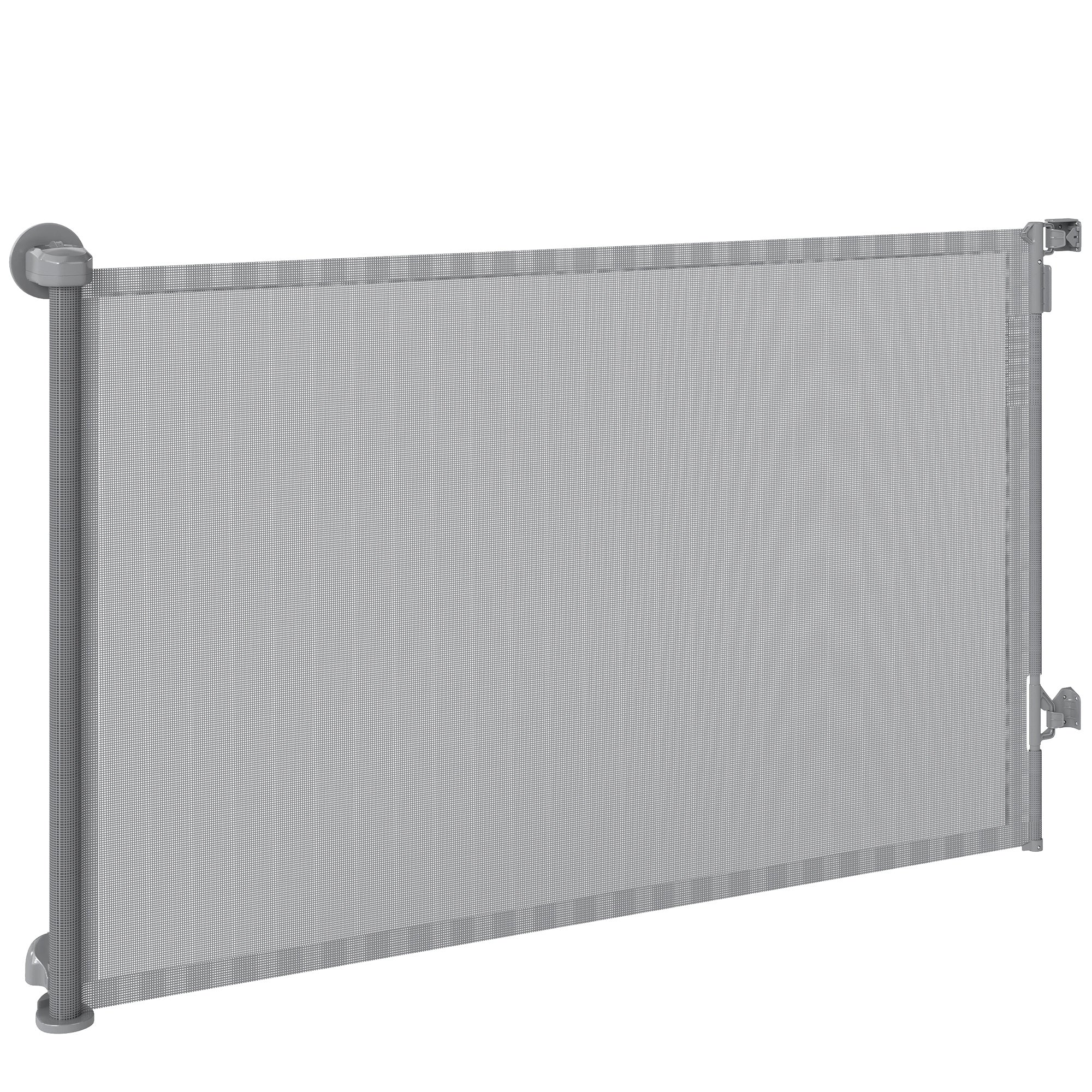 Retractable Stair Gate for Dogs, Pet Gate, Extends to 140 cm Wide & 93 cm Tall, One Handed Operation, for Stairs, Hallways, Doorways, Indoor and Outdoor, Grey