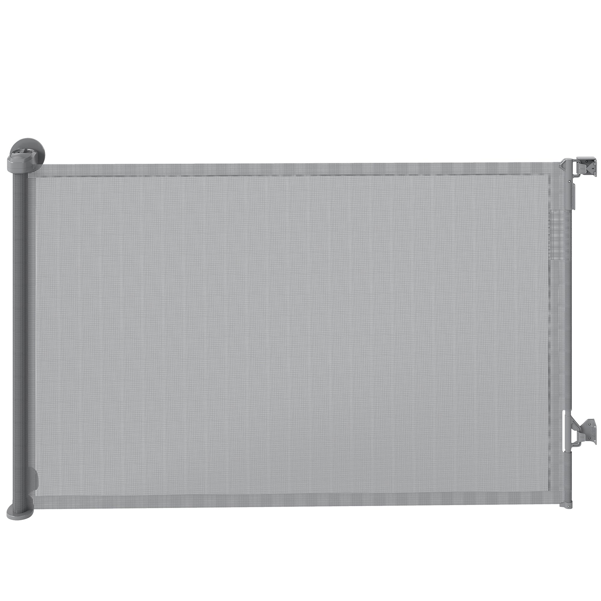 Retractable Stair Gate for Dogs, Pet Gate, Extends to 140 cm Wide & 93 cm Tall, One Handed Operation, for Stairs, Hallways, Doorways, Indoor and Outdoor, Grey
