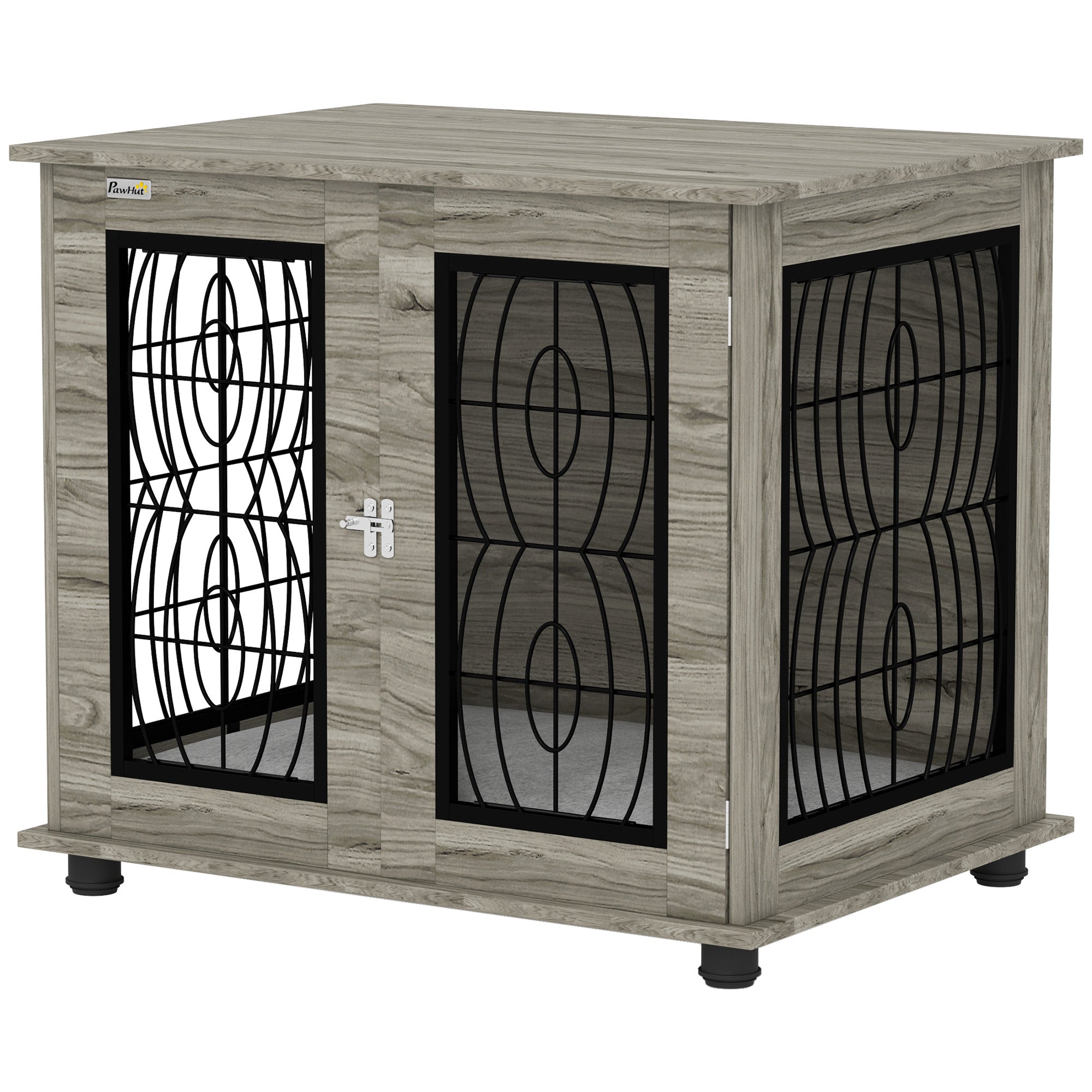 Dog Crate Furniture, Dog Cage with Soft Washable Cushion, Furniture-Style Pet Kennel Indoor House End Side Table for Small Medium Breeds, 80 x 56 x 63 cm, Grey