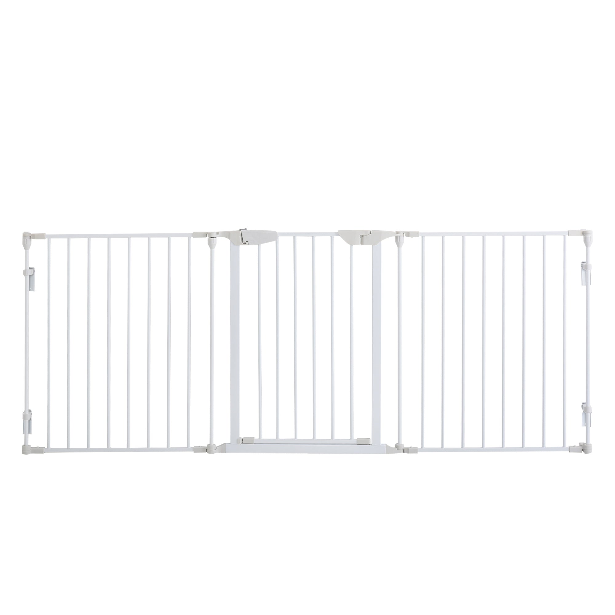 Pet Safety Gate, 3 Panels Playpen Fireplace, Metal Fence, Stair Barrier, Room Divider w/ Walk-Through Door - White