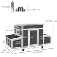 Charger l'image dans la visionneuse de la galerie, Chicken Coop, Wooden Hen House with Wheels for 6 Chickens, Outdoor Poultry Cage Rabbit Hutch Duck Coop Hen House with Nesting Box, Tray, Windows, Dark Grey

