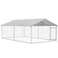 Load image into Gallery viewer, Outdoor Dog Kennel Dog Run with Waterproof, UV Resistant Cover for Medium and Large Sized Dogs, 13.1' x 7.5' x 4.9', Silver

