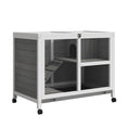 Load image into Gallery viewer, Indoor Rabbit Hutch with Wheels, Bunny Cage Guinea Pig House Small Animals Habitat W/ Top Access, Ramp, Pull Out Tray, Grey
