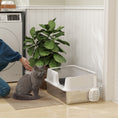 Load image into Gallery viewer, Stainless Steel Litter Box, High Sided Metal Cat Litter Tray with Detachable Rim, Scoop, Easy Cleaning, Odour-Resistant, 60 x 40 x 28 cm
