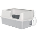 Load image into Gallery viewer, Stainless Steel Litter Box, High Sided Metal Cat Litter Tray with Detachable Rim, Scoop, Easy Cleaning, Odour-Resistant, 60 x 40 x 28 cm
