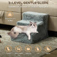 Load image into Gallery viewer, Dog Steps for Sofa, 3 Steps Dog Stairs, Pet Stairs, with Washable Plush Cover, for Small Breeds, Cats - Light Grey
