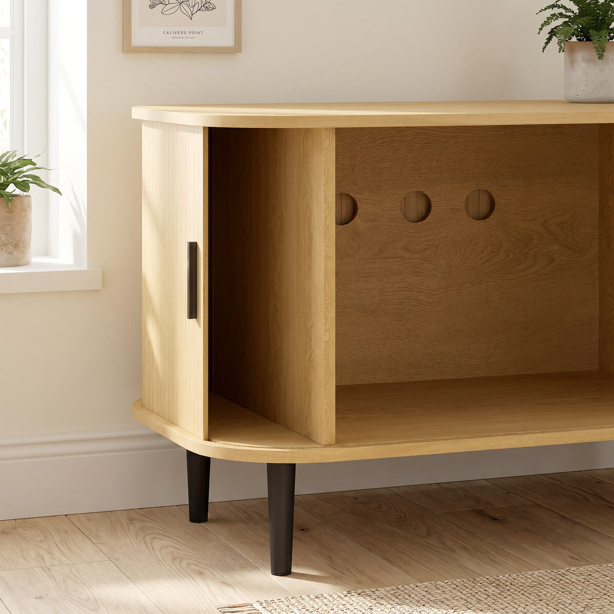 Cat Litter Box Enclosure with Sliding Door, Litter Mat, Hidden Litter Box Enclosure Furniture, Modern Cat House, TV Stand, Side End Table for Living Room