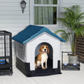 Load image into Gallery viewer, Dog Kennel for Outside, Plastic Dog House, Water-Resistant Pet Shelter with Windows, for Garden Patio, Medium and Large Dogs, 101 x 88 x 99cm - Blue
