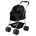 Load image into Gallery viewer, Pet Stroller, 3 in 1 Folding Dog Stroller Pram w/ 4 Wheels, Detachable Carrier, Storage Basket, Cup Holder, Safety Leashes, for Mini Dogs, Cats, Black
