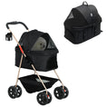 Load image into Gallery viewer, Pet Stroller, 3 in 1 Folding Dog Stroller Pram w/ 4 Wheels, Detachable Carrier, Storage Basket, Cup Holder, Safety Leashes, for Mini Dogs, Cats, Black
