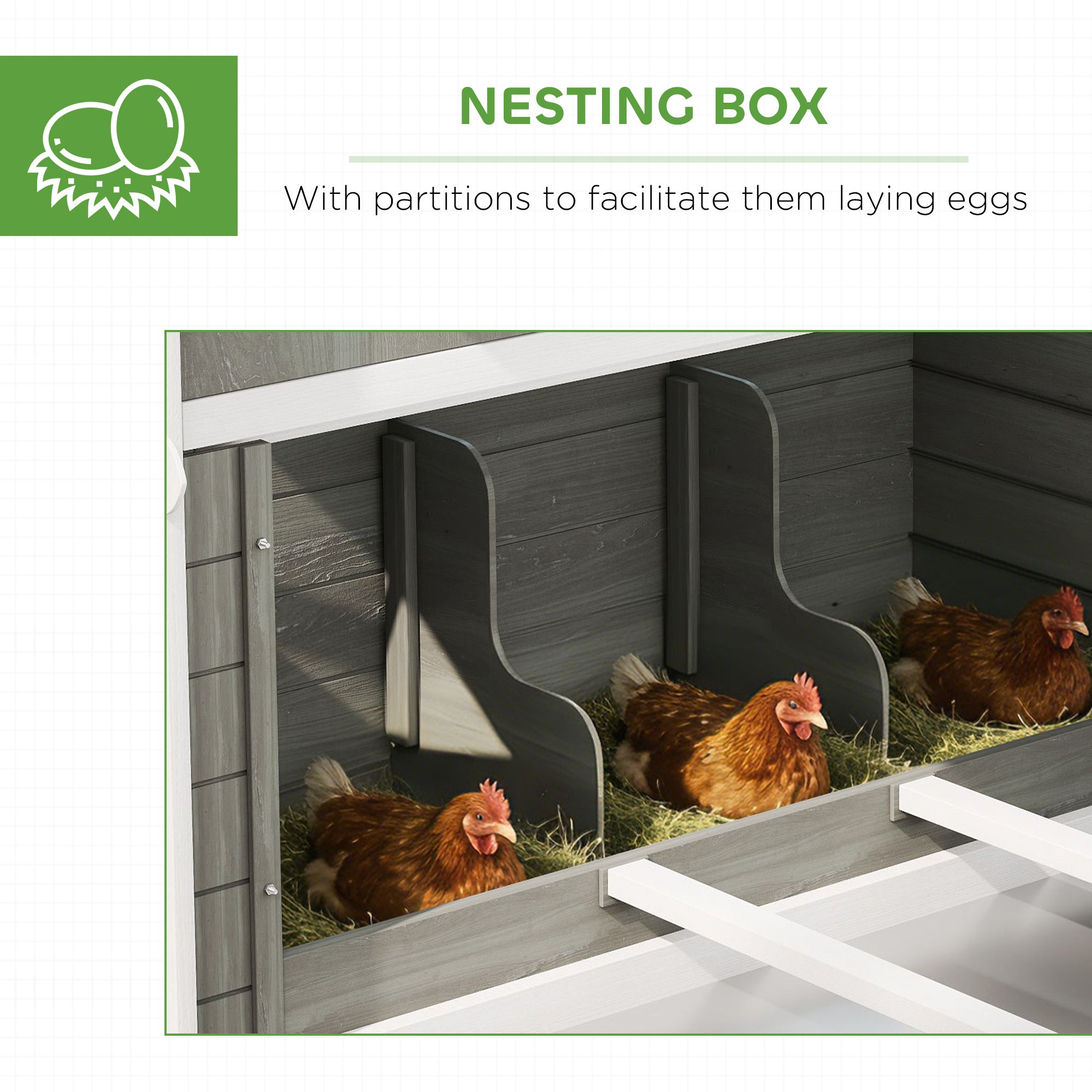 137" Chicken Coop for 8-10 Chickens, Large Chicken House, Wooden Poultry Hen Cage with Nesting Box and Run for Backyard, Dark Gray