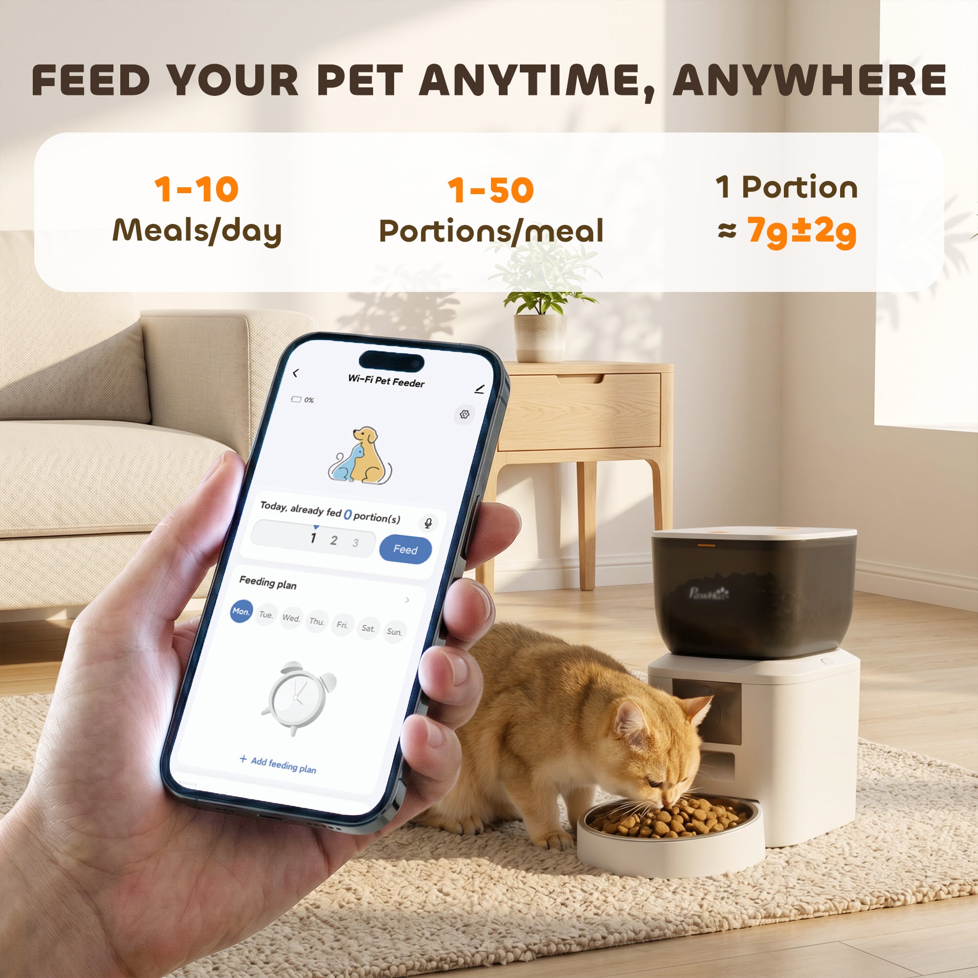 Automatic Cat Feeder with Camera, 2.4G WiFi, Smart APP Control 4L Pet Feeder 1-10 Meals with 2-Way Audio, Night Vision, Anti-Clogging, 10s Meal Call Back, Dual Power Supply, Detachable Clean