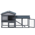 Load image into Gallery viewer, PawHut 58" Rabbit Hutch, Wooden Bunny Hutch, Guinea Pig Cage, Small Animal Enclosure with Run Area, Removable Tray, Asphalt Roof, Lockable Doors and Ramp, Dark Gray
