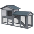 Load image into Gallery viewer, PawHut 58" Rabbit Hutch, Wooden Bunny Hutch, Guinea Pig Cage, Small Animal Enclosure with Run Area, Removable Tray, Asphalt Roof, Lockable Doors and Ramp, Dark Gray
