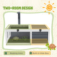 Load image into Gallery viewer, Tortoise House, Wooden Tortoise Table, Tortoise Enclosure with Wooden Lamp Holder, Openable Lids, Pull-Out Trays - Grey
