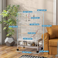 Load image into Gallery viewer, 43" Bird Cage for Budgies Cockatiels Canaries Lovebirds Finches with Rolling Stand, Toys, Removable Tray, Storage Shelf, White
