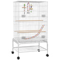 Load image into Gallery viewer, 43" Bird Cage for Budgies Cockatiels Canaries Lovebirds Finches with Rolling Stand, Toys, Removable Tray, Storage Shelf, White
