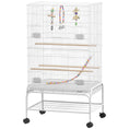 Load image into Gallery viewer, 43" Bird Cage for Budgies Cockatiels Canaries Lovebirds Finches with Rolling Stand, Toys, Removable Tray, Storage Shelf, White
