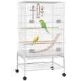 Load image into Gallery viewer, 43" Bird Cage for Budgies Cockatiels Canaries Lovebirds Finches with Rolling Stand, Toys, Removable Tray, Storage Shelf, White
