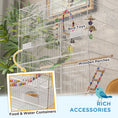 Load image into Gallery viewer, 43" Bird Cage for Budgies Cockatiels Canaries Lovebirds Finches with Rolling Stand, Toys, Removable Tray, Storage Shelf, White
