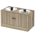 Load image into Gallery viewer, Elevated Dog Bowls with Storage Cabinet, Raised Dog Bowl Stand, Pet Feeding Station with Slow Feeder & Non-Slip, for Large Pets, Brown Wood Grain

