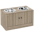 Load image into Gallery viewer, Elevated Dog Bowls with Storage Cabinet, Raised Dog Bowl Stand, Pet Feeding Station with Slow Feeder & Non-Slip, for Large Pets, Brown Wood Grain

