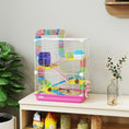 Charger l'image dans la visionneuse de la galerie, 5 Tiers Hamster Cage Portable Animal Travel Carrier Habitat with Exercise Wheels Play Tube Water Bottle Dishes House Ladder for Gerbils, Pink
