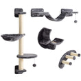 Load image into Gallery viewer, 4Pcs Cat Wall Shelf with Scratching Post, Cat Wall Shelves for Relaxing, Climbing, Cat Wall With Soft Ladder, Hammock, Play Balls, Dark Grey
