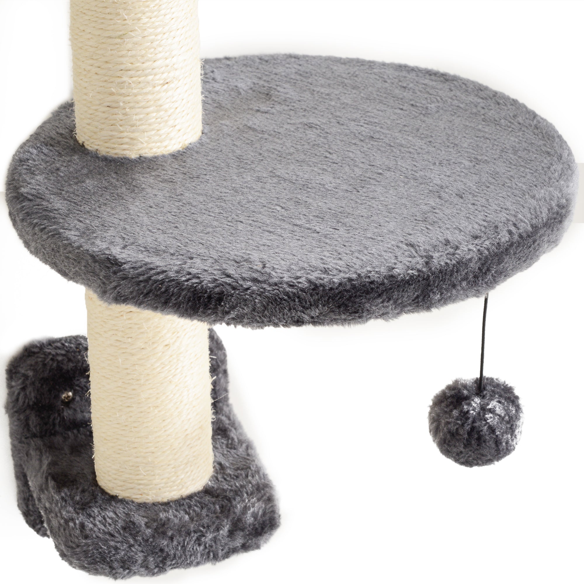4Pcs Cat Wall Shelf with Scratching Post, Cat Wall Shelves for Relaxing, Climbing, Cat Wall With Soft Ladder, Hammock, Play Balls, Dark Grey