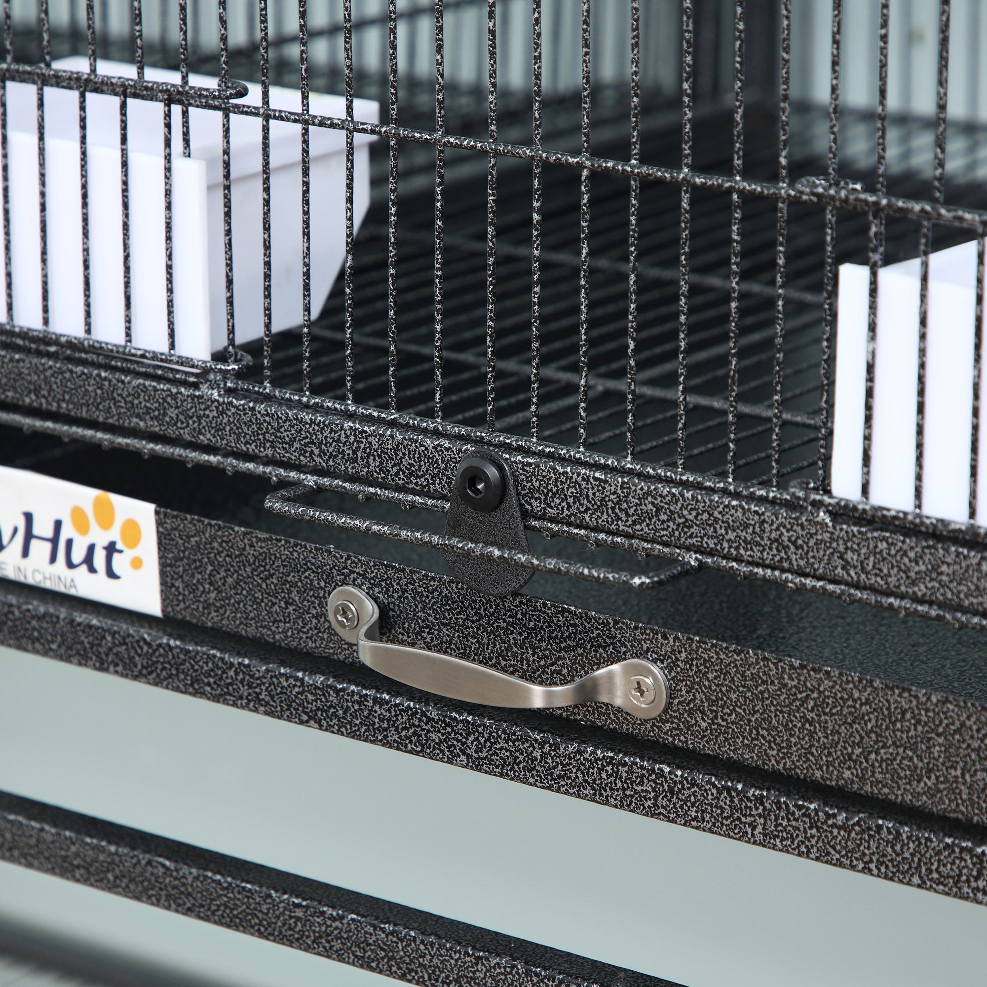 Divided Breeder Bird Cage with Rolling Stand Removable Metal Tray, Storage Shelf, Wood Perch, and Food Container
