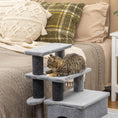 Load image into Gallery viewer, Adjustable Height Cat Stairs with Jute Scratching Posts, Cat House for Cozy Rest, Pet Steps for Couch Sofa and High Bed with Hanging Ball, Front Hole, Platform, Grey
