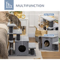 Load image into Gallery viewer, Adjustable Height Cat Stairs with Jute Scratching Posts, Cat House for Cozy Rest, Pet Steps for Couch Sofa and High Bed with Hanging Ball, Front Hole, Platform, Grey
