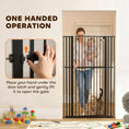 Charger l'image dans la visionneuse de la galerie, 63" Extra Tall Pet Gate for Cats and Dogs, 30-41" Wide Adjustable Pressure Mounted Baby Gate for Doorways, Hallways, Stairs, Includes 2 Extensions, No Drilling, Auto Close
