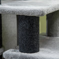 Load image into Gallery viewer, Dog Steps for Bed, 4 Step Pet Stairs with Cat House, Detachable Cover, Jute Scratching Post, Cat Climb ladder for Sofa w/ Hanging Balls  - Grey

