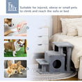 Load image into Gallery viewer, Dog Steps for Bed, 4 Step Pet Stairs with Cat House, Detachable Cover, Jute Scratching Post, Cat Climb ladder for Sofa w/ Hanging Balls  - Grey

