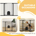 Load image into Gallery viewer, 30"-52" Extra Wide Pet Gate with Small Door, 35"H Dog Gate with Safety Gate Barrier, Stair Pressure Fit, Auto Close, Double Locking, for Doorways, Hallways, White
