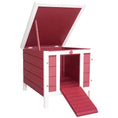 Load image into Gallery viewer, Wooden Rabbit Hutch Outdoor, Guinea Pig Hutch, Rabbit Hideaway, Cat House, Bunny Cage Small Animal House with Openable Roof, 51 x 42 x 43 cm, Red
