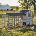 Load image into Gallery viewer, 147" Extra Large Chicken Coop, Wooden Hen House for 8-10 Hens, Outdoor Chicken House Poultry Hutch with Run, Pull-Out Tray, Nesting Box, Ventilated Windows, Ramp for Rabbit Duck, Gray
