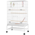 Load image into Gallery viewer, 52" Bird Cage for Budgies Cockatiels Canaries Lovebirds Finches with Rolling Stand, Toys, Removable Tray, Storage Shelf, White
