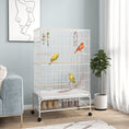 Load image into Gallery viewer, 52" Bird Cage for Budgies Cockatiels Canaries Lovebirds Finches with Rolling Stand, Toys, Removable Tray, Storage Shelf, White
