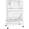 Load image into Gallery viewer, 52" Bird Cage for Budgies Cockatiels Canaries Lovebirds Finches with Rolling Stand, Toys, Removable Tray, Storage Shelf, White
