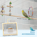 Load image into Gallery viewer, 52" Bird Cage for Budgies Cockatiels Canaries Lovebirds Finches with Rolling Stand, Toys, Removable Tray, Storage Shelf, White
