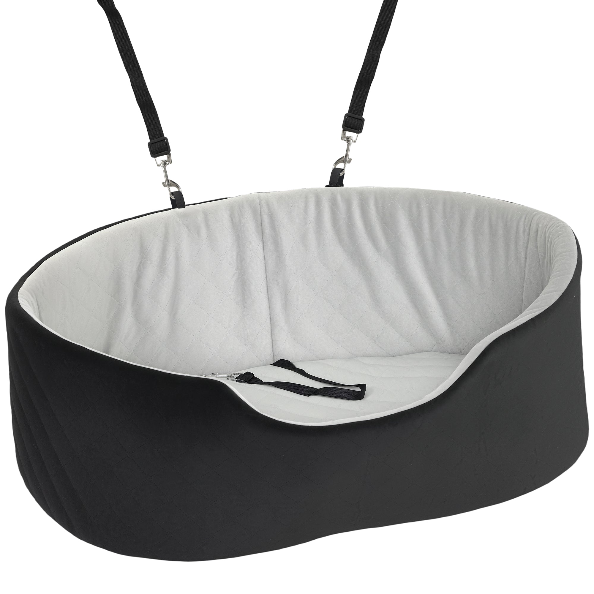 Dog Car Seat for Small Medium Pets, Dog Car Bed with Cushion and Safety Belt, Detachable and Washable Pet Bed for Puppy Under 33lbs, Black