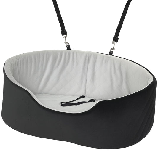 Dog Car Seat for Small Medium Pets, Dog Car Bed with Cushion and Safety Belt, Detachable and Washable Pet Bed for Puppy Under 33lbs, Black