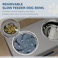 Load image into Gallery viewer, Elevated Dog Bowls, Raised Dogs Bowl Stand with 2 Stainless Steel Bowls, 25L Storage Drawer and Slow Feeder Mat, Dog Feeding Station for Large and Extra Large Dogs, Gray
