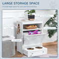 Load image into Gallery viewer, Pet Feeder Station, Dog Food Storage Container w/ Raised Dog Bowls, Hanger, for Food and Water - White
