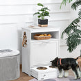 Load image into Gallery viewer, Pet Feeder Station, Dog Food Storage Container w/ Raised Dog Bowls, Hanger, for Food and Water - White
